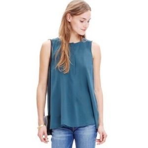 New! MADEWELL 100% Silk Composition Tank teal, XS